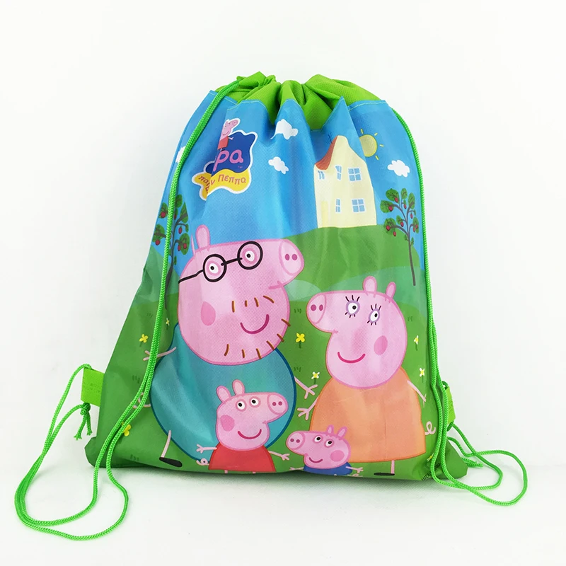  Peppa Pig Bundle Pocket Storage Bag Non-woven Fabric Shopping Backpack George Family Anmie Figure T - 32995640643