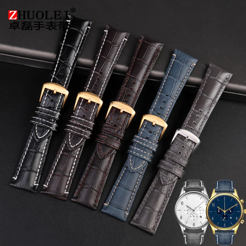 para Armani Relógio Ar1862 Pulseira de Couro Genuíno dos Homens Pulseira 22x18 mm Blue1892 1947 1861 1979 Textura Crocodilo - Image 5