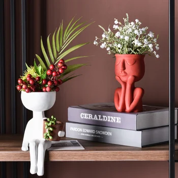 

Creative Art Portrait Sculpture Vase Flower Pot Garden Storage Abstract Character Succulents Plant Pot Micro Landscape Decor