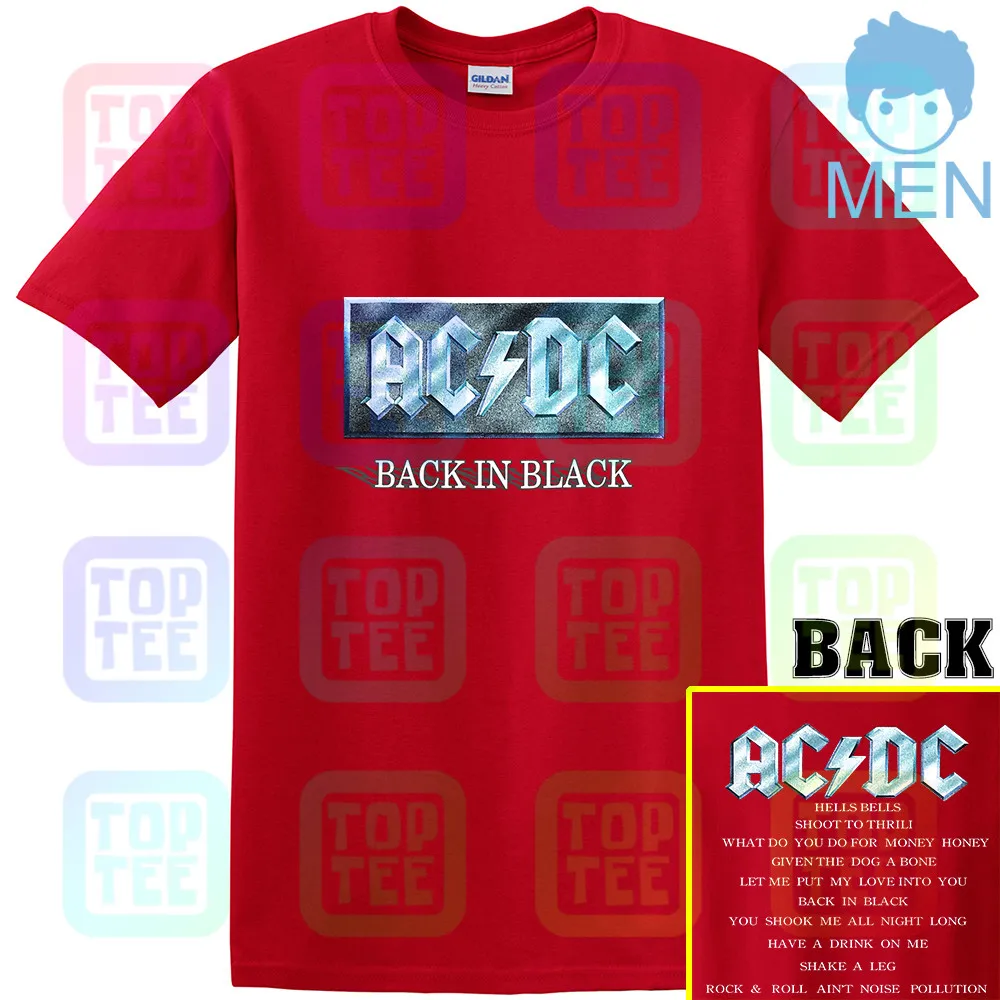 Vintage 1996 AC DC T-Shirt 90s Graphic Rock Back in Black Size L - Цвет: MEN-RED