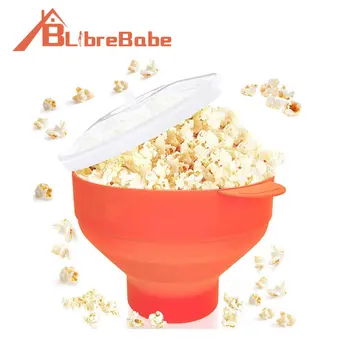 

Popcorn Microwave Silicone Foldable Red High Quality Kitchen Easy Tools DIY Popcorn Bucket Bowl Maker With Lid