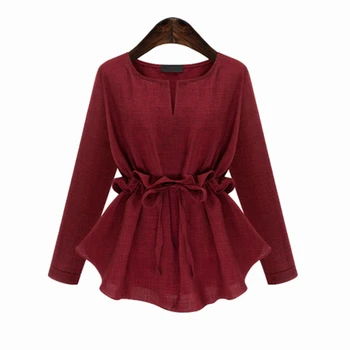 

Women Shirts 2019 Fashion Long Sleeve Shirt Linen Blouse Loose Plus Size Blosues Tops Ladies Korean Fashion Clothing L-4XL 448