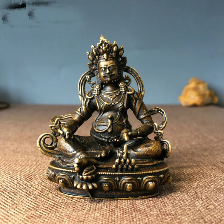 

GOOD # Greco-Buddhist travel Carry-on efficacious god of wealth Pocket Buddha Yellow Jambhala Zambala Retro brass statue