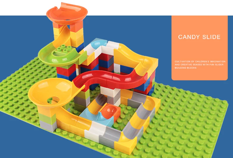 90 Pcs Children Slide Building Blocks, Maze Balls Track Funnel Slide Toys for Kids