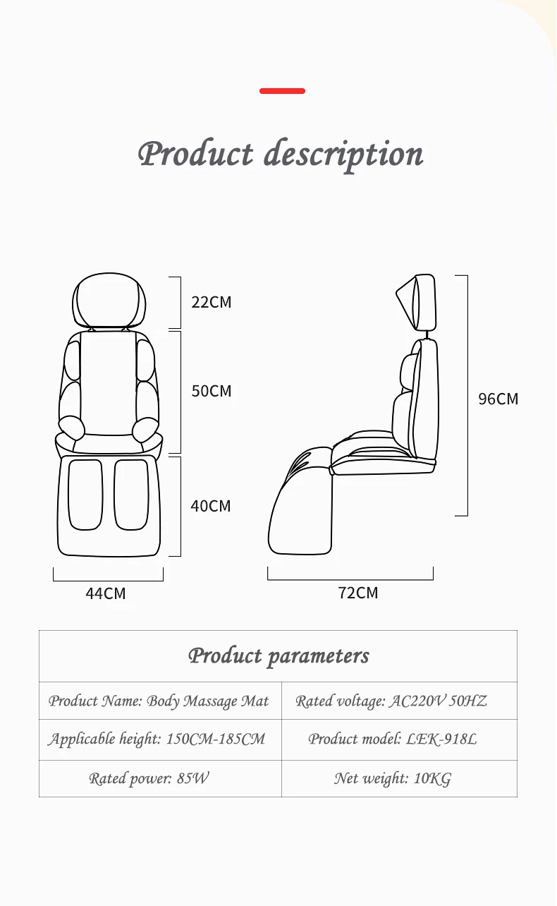 LEK 918L Electric vibrate back massager cheap body shoulder Heating massage chair sofa machine Neck masage cushion pillow chair