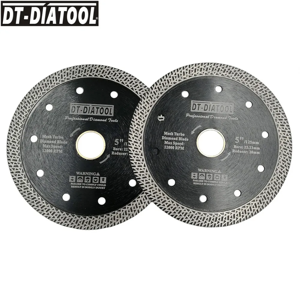 DT-DIATOOL 2 шт диаметр 125 мм/" Горячий прессованный спеченный режущий диск Сетка турбо алмазная пила лезвие керамической мраморной плитки