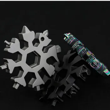 18 In 1 Snowflake Snow Wrench Tool Spanner Hex Wrench Multifunction Camping Outdoor Survive Tools Bottle Opener Screwdriver 6