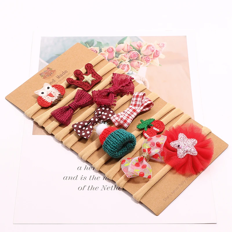 New Arrival Baby Girls Nylon Headband 10pcs/set Soft Stretchy Headbands Girls Cute Fall Headband Set Kids Hair Accessories