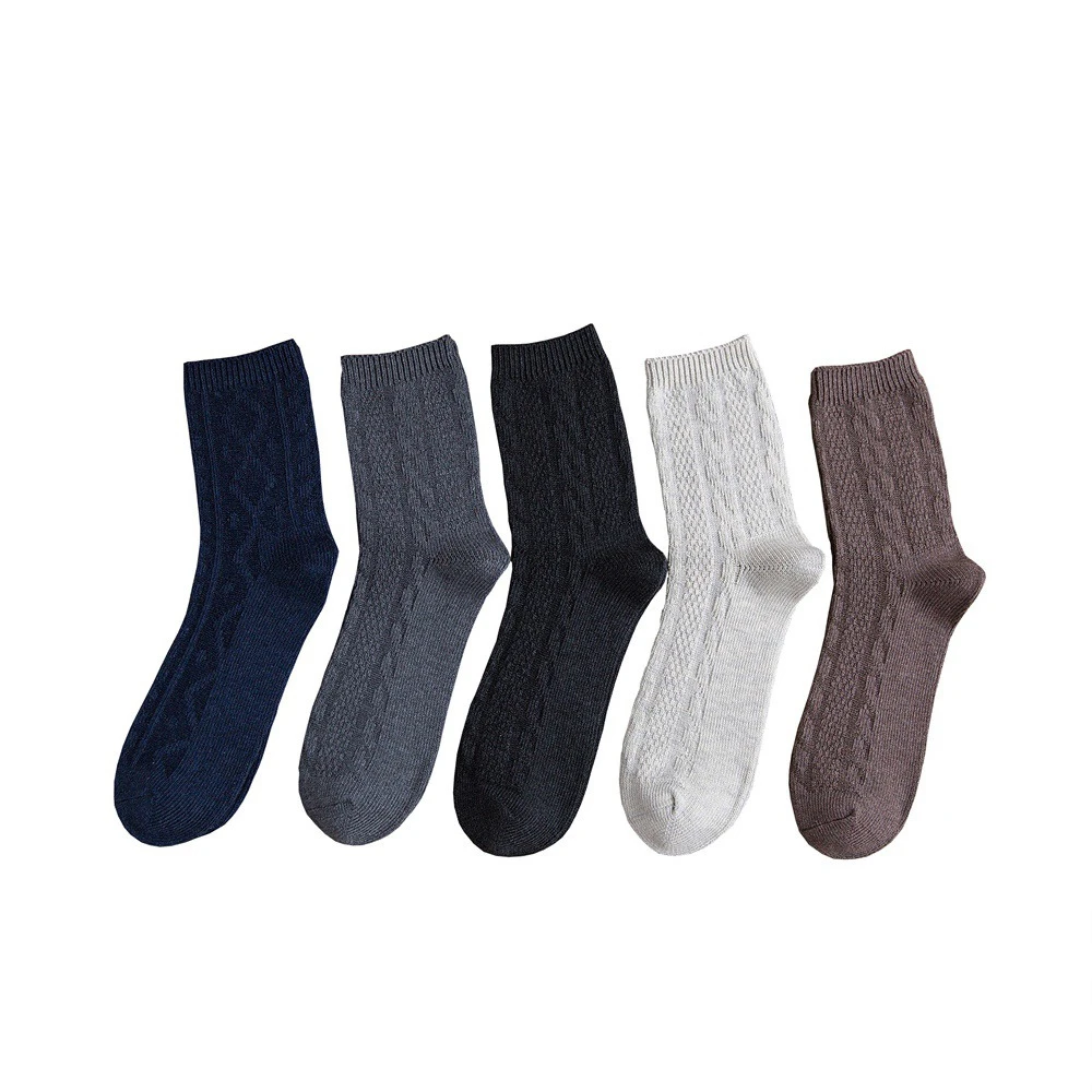 

Men's Double Needle Tube Socks Autumn And Winter New Cotton Solid Color Twist Socks Men Bamboo Fiber Socks Brand New G0904