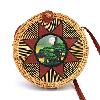 

Wicker Straw Wallet Hand Woven Rattan Bag Ladies Shoulder Bag Messenger Summer Beach