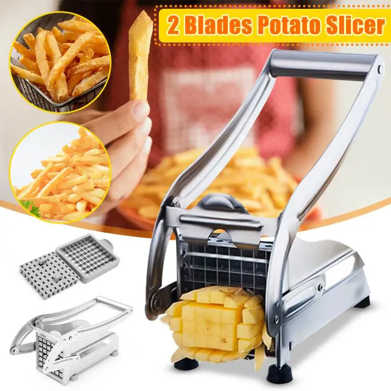 

Portable Potato Chips Making Machine Stainless Steel French Fry Potato Cutter Slicer Chipper Cucumber Cutter Kitchen Gadgets
