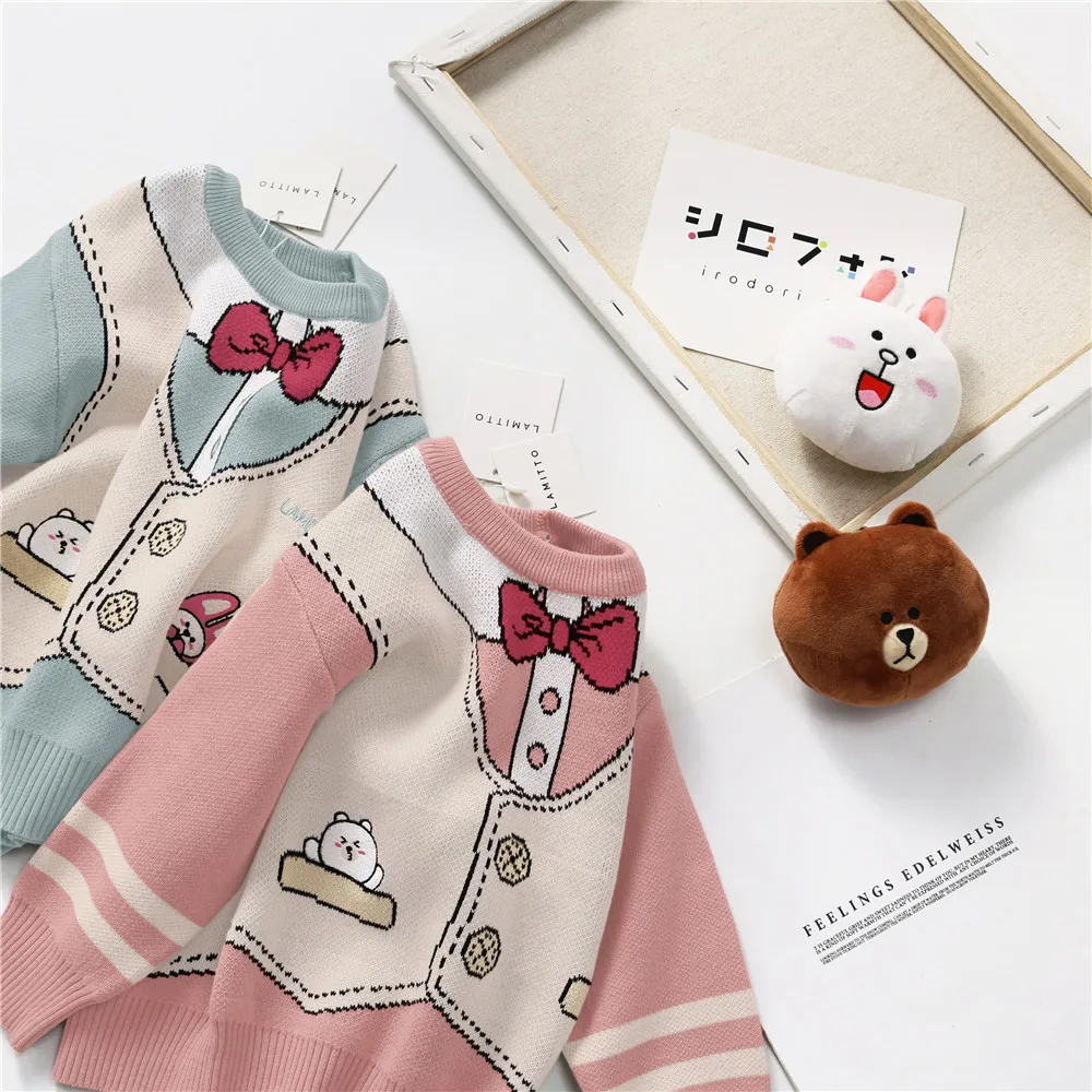 Tonytaobaby/осенне-зимняя одежда; Новинка; Хлопковый вязаный пуловер с рисунком для мальчиков и девочек; свитер; Рождественский свитер