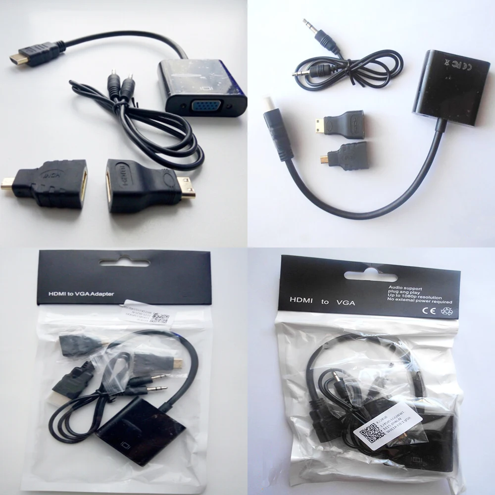 EDAL Micro Mini HDMI в VGA адаптер конвертер HDMI штекер в VGA Женский HDMI кабель с 3,5 мм аудио шнур S