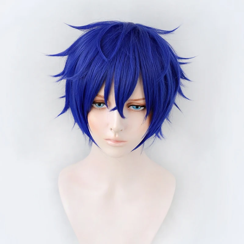 

Ensemble Stars Cosplay Wigs Sazanami Jun Blue Short Heat Resistant Synthetic Hair Anime Costume Play Wig Eden Eve + Wig Cap