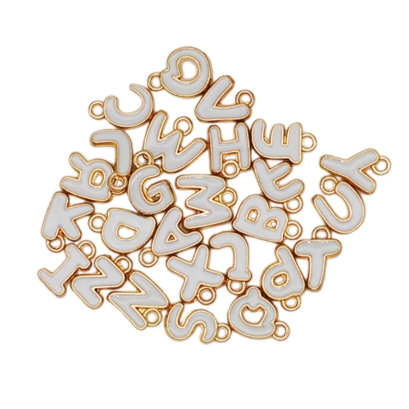 26pcs/lot 8mm Letter Charms Bulk Enamel Charms For Jewelry Making Alphabet  Initial Letter Pendant For DIY Bracelet Necklace