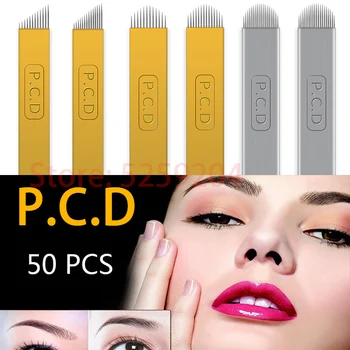 

50 PCS Microblading Needles Hard PCD 12pin U Shape Eyebrow Tattoo Blade For Permanent Makeup Microblading 3D Embroidery eyebrow