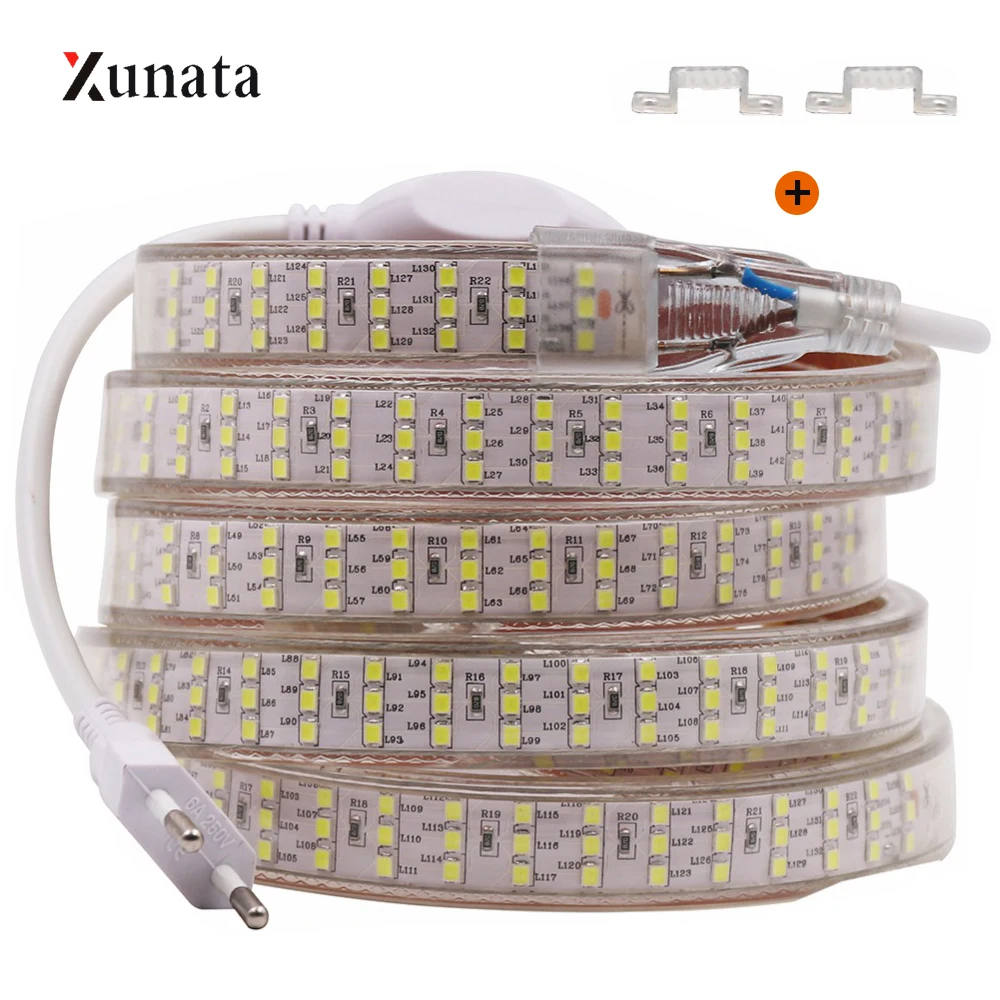 cheap 220V 240V LED Strip Light 276Leds m Three Row Flexible LED Strip 2835 Waterproof LED Tape Rope Light Warm White Home Decoration