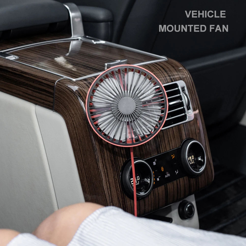 OLEVO Rotatable Car Air Vent USB Cooling Fan w/ Speed Control & LED Light