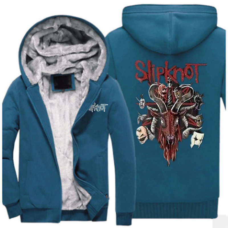 Зимние модные толстовки с капюшоном на молнии, куртки, рок-группа Slipknot, с принтом, утолщенная теплая толстовка в стиле панк, Повседневная Уличная одежда, хлопковые пальто - Цвет: 6
