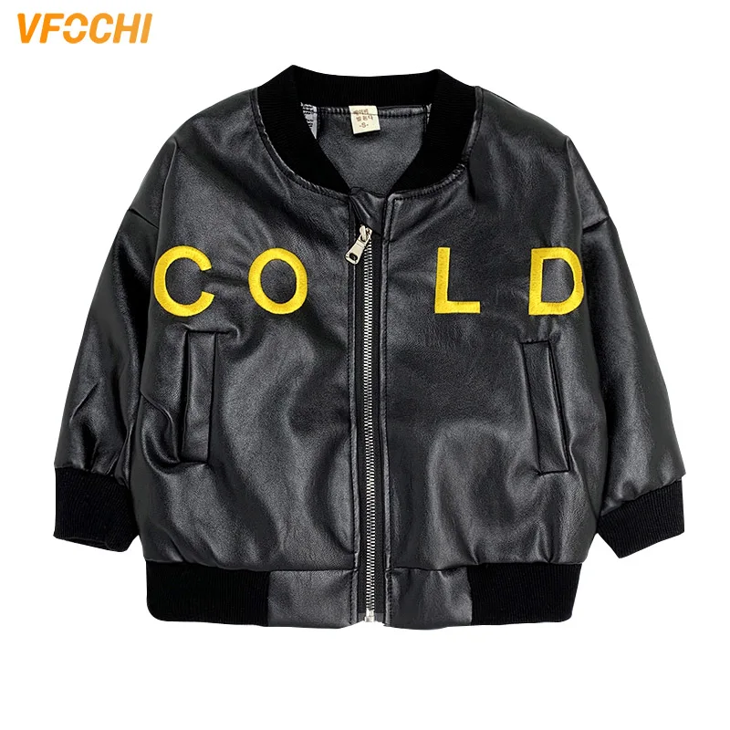 

VFOCHI New Boy Girl Leather Jacket Autumn Windproof Kids Jacket Children Clothing Unisex Winter Outwear Boy Girl Leather Jacket