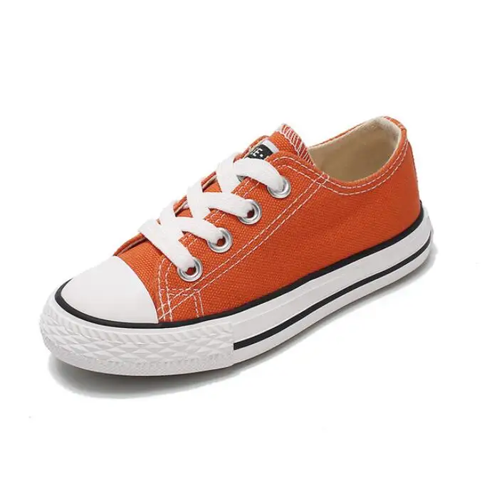 New Classic Children Canvas Shoes Girls Boys Kids Sneakers Tendon Casual Baby Running Shoes Solid Color Child Sport Shoes - Цвет: Orange