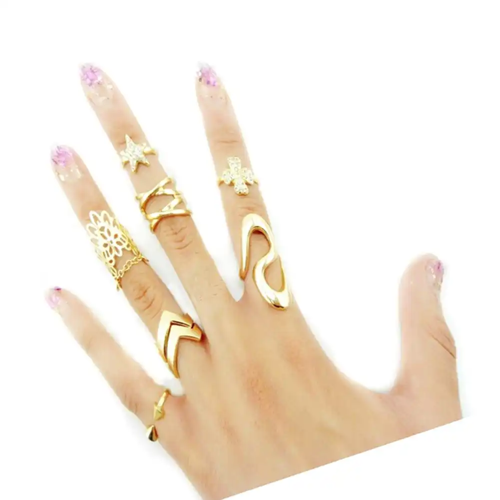trendy 7 pcs/set ring jewelry lightning finger ring set gift for