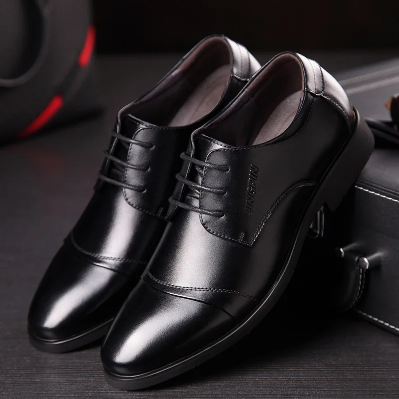 

New Style Men Formal Wear Business Leather Shoes England Pointed-Toe Lace-up MEN'S Leather Shoes Fashion Marriage Shoes