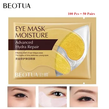 

100pcs(50packs) Crystal Collagen Gold Powder Eye Mask Crystal Eye Mask Top Quality Anti Aging Eyelid Patch Moisture Crystal