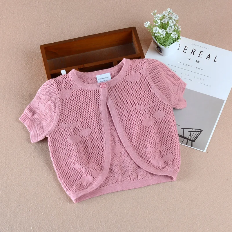 Dark Pink Тонкая летняя куртка для новорожденных девочек, кардиган, белое пляжное пальто для маленьких девочек, одежда для маленьких девочек 6, 10, 12, 24 месяцев, RKC194008 - Цвет: Dark Pink