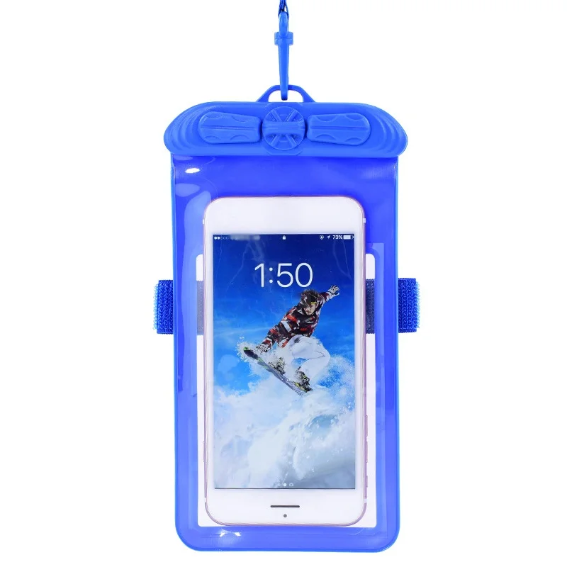 Водонепроницаемый мобильного телефона повесить плавательный сумка с тачскрином мобильных телефонов чехол для серфинга дайвинга, Одежда для пляжа, размеры s и m - Цвет: Dark blue S