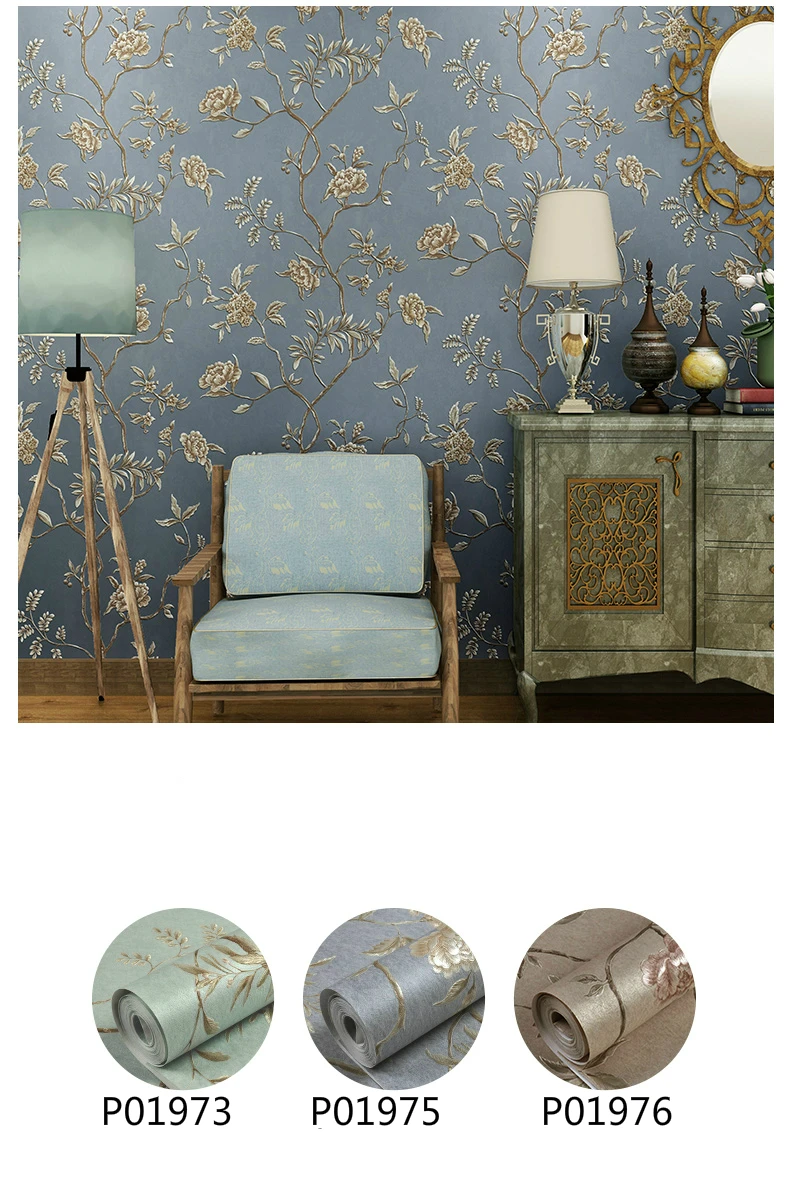 Vintage American Style Floral Wallpaper (Premium Quality)