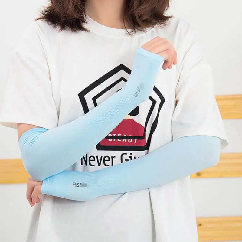 

Calymel New Ice Silk Sunscreen Sleeves Outdoor Sun UV Protection Hand Protector Cover Arm Sleeves Arm Warmer Sleeves Wholesale