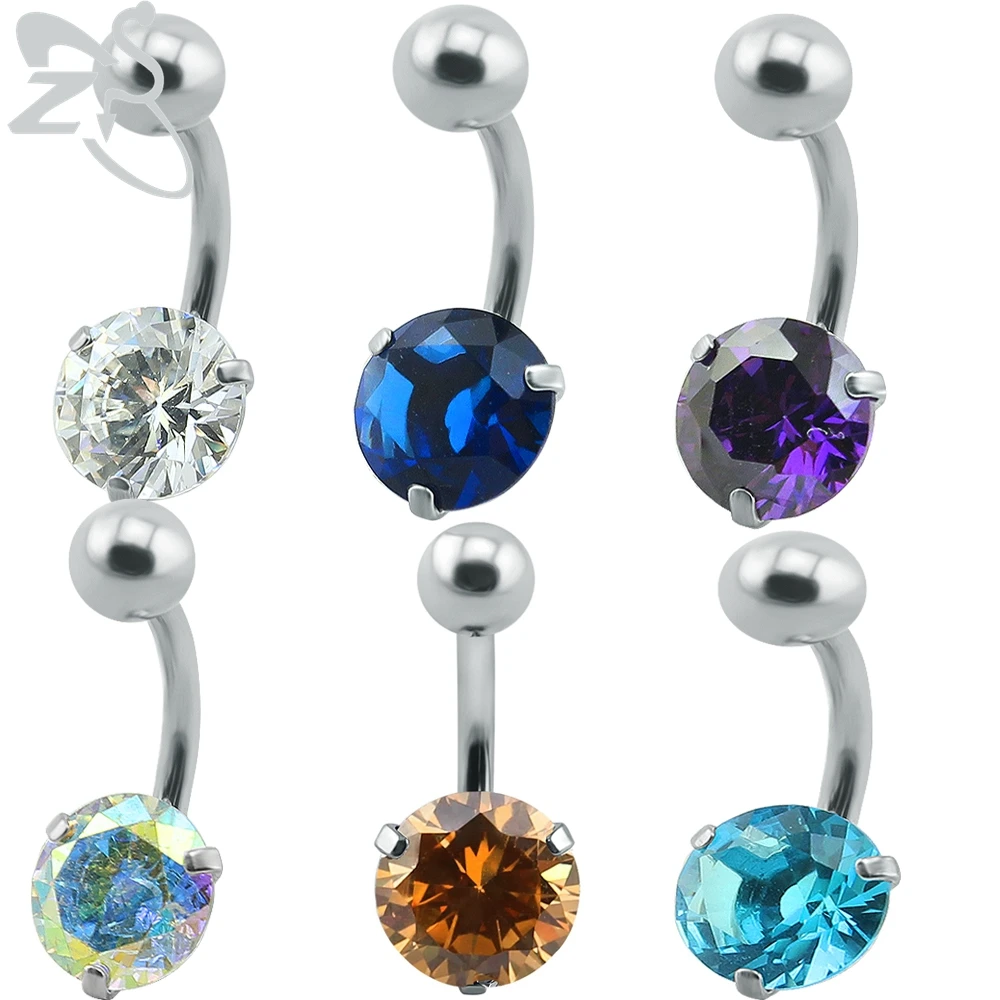 

ZS Colorful Crystal Belly Button Rings India Style Navel Piercing ombligo Surgical Steel nombril Women's Body Jewelry Accessory