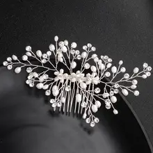 Пресноводный жемчуг свадебный гребень для волос Белый ручной работы свадебное украшение для волос аксессуары для головных уборов украшения FS161