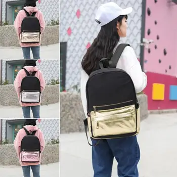 

2020 Fashion Shiny Faux Leather Lightweight Zipper Travel School Bag Unisex Backpack