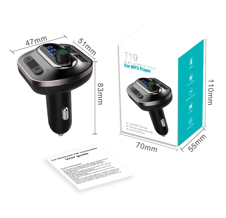 T19 Автомобильный MP3-плеер Bluetooth Handsfree USB зарядное устройство fm-передатчик радио адаптер автомобильные аксессуары интерьер