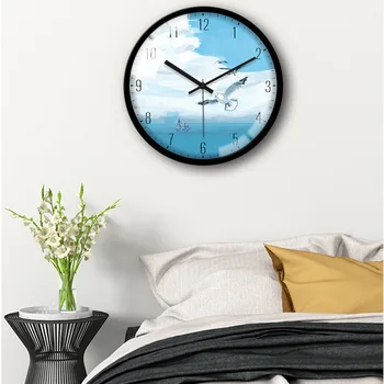 

14 Inch Wall Clock Style Free Punch Living Room Bedroom Wall Charts , Old Clock Digital Sheet Acrylic Loudspeaker Mute PLANT