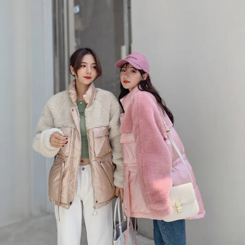 Зимняя женская куртка из овечьей шерсти, хлопковое пальто Veste Femme Campera Mujer Harajuku Dames Jassen, зимняя парка со стоячим воротником