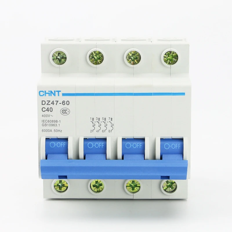 

CHINT DZ47-60 4P AC 230/400V breaker C 1 2 3 4 5 6 10 15 16 20 25 32 40 50 60A type C Short circuit protector