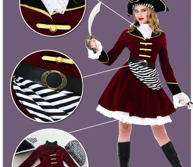 new Halloween Sexy Women Pirate Costume Carnival Fancy Performance Female Pirates Captain Cosplay Fancy Dress