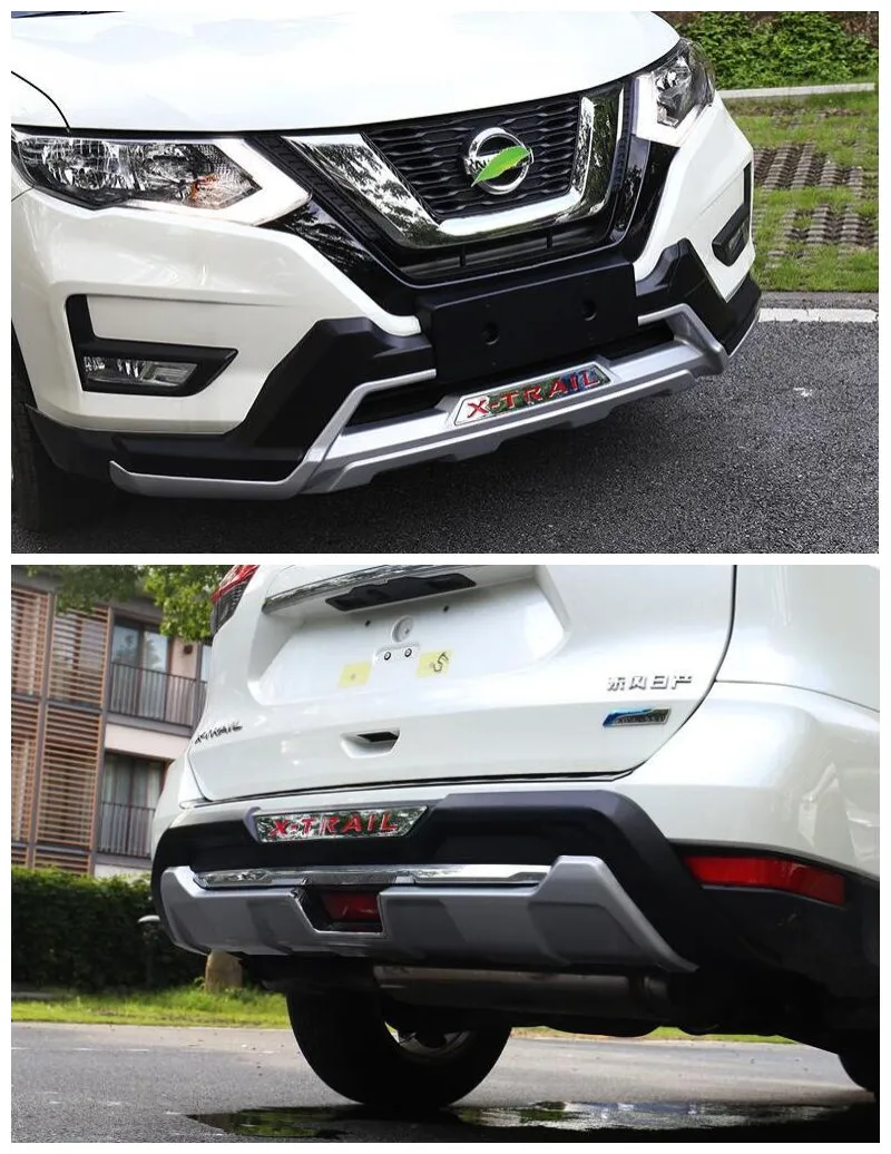 

ABS Car Front+ Rear Bumper Protector Cover Guard Skid Plate Fits For Nissan X-Trail XTrail Rogue 2017 2018 2019