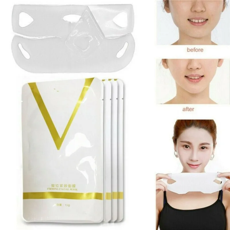 

4D Face Mask Double V Shape Lifting Firming Thin Masseter Beauty Skin Care Slim Masks Sheet Hydrogel Paper Slimming for Face