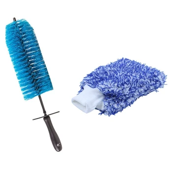 

1pcs Car Cleaning Glove Car Wash Gloves Maximum Absorbancy & 1pcs Car Tire Brush Car Rim Cleaning Brush Car Wheel Brush