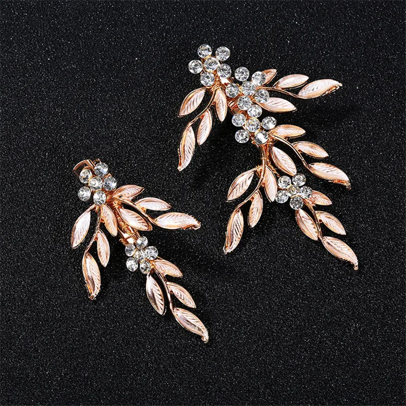 

Gold Leaf Bridal Hairband Ornaments Crystal Women Weeding Jewelry Accessories Bride Handmade Headpins tocados mujer fiesta Clips