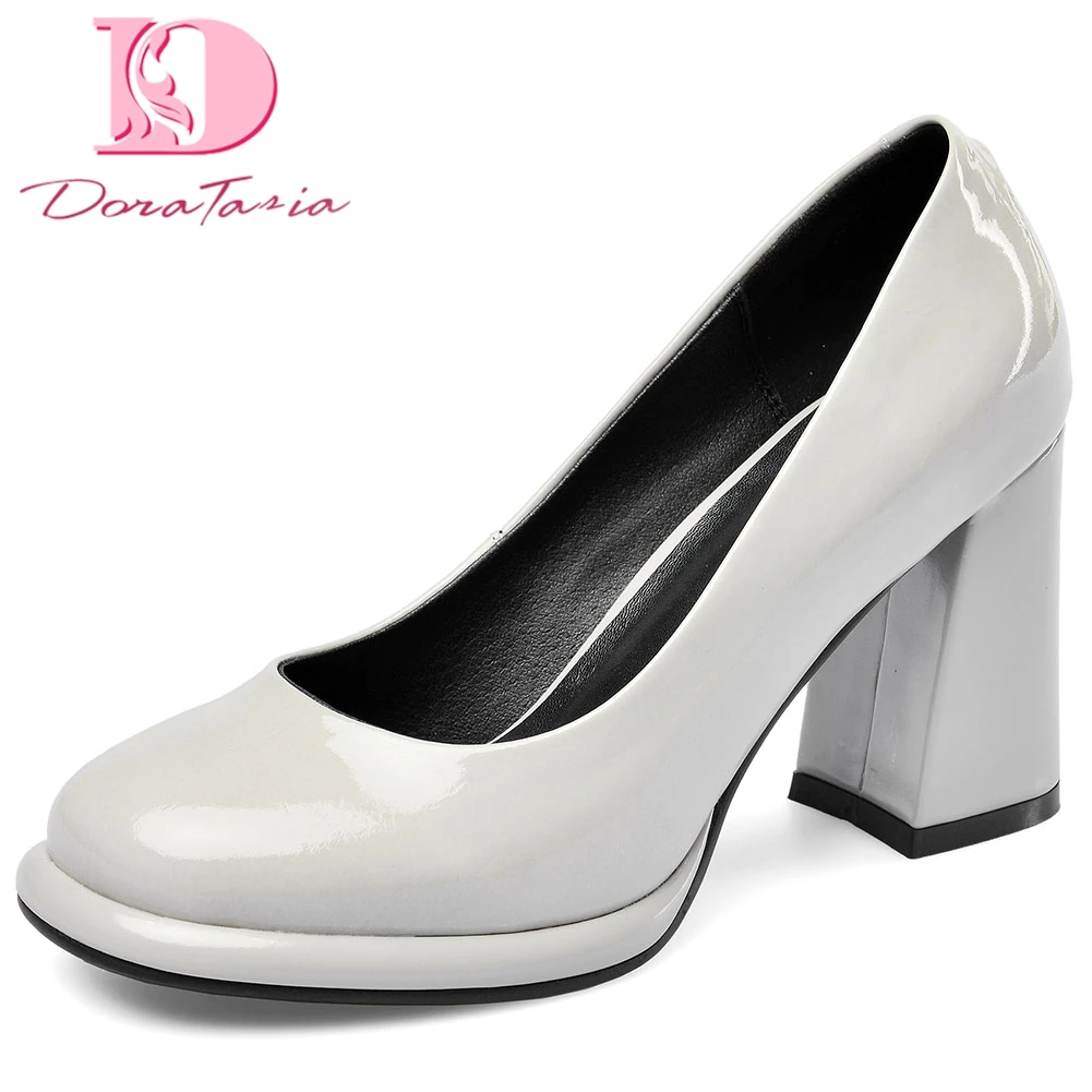 

Doratasia New Arrivals Top Quality Platform Office Lady Pumps Woman Shoes Chunky High Heels Slip On Concise Shoes Women Pumps