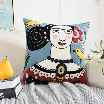 

Cartoon Woolen Embroidered Pillowcase Sofa Pillow Cover for Car Chair Cushion Case Cover 45cmx45cm Without Stuffing Home Decor