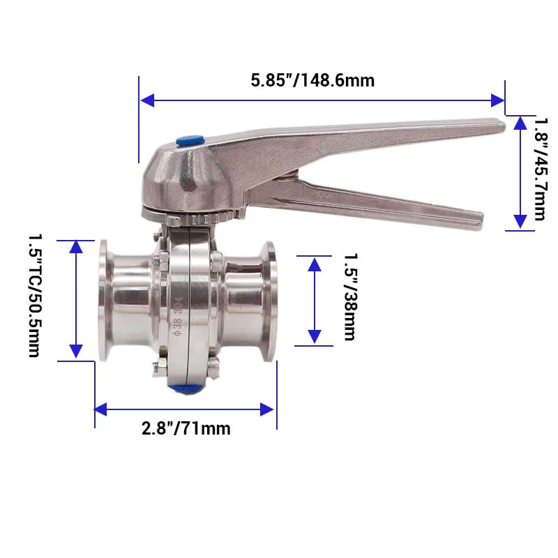 1," Tri-clamp Bufferfly клапан из нержавеющей стали Squeeze Trigger ручка низкое напряжение 304 нержавеющая сталь Homebrew оборудование для пива