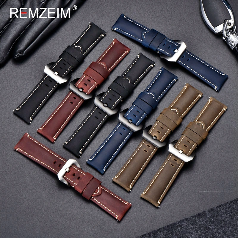 REMZEIM-Watch-accessories-watch-bands-20-22-24-26mm-brown-red-vintage-oil-wax-leather-watchband