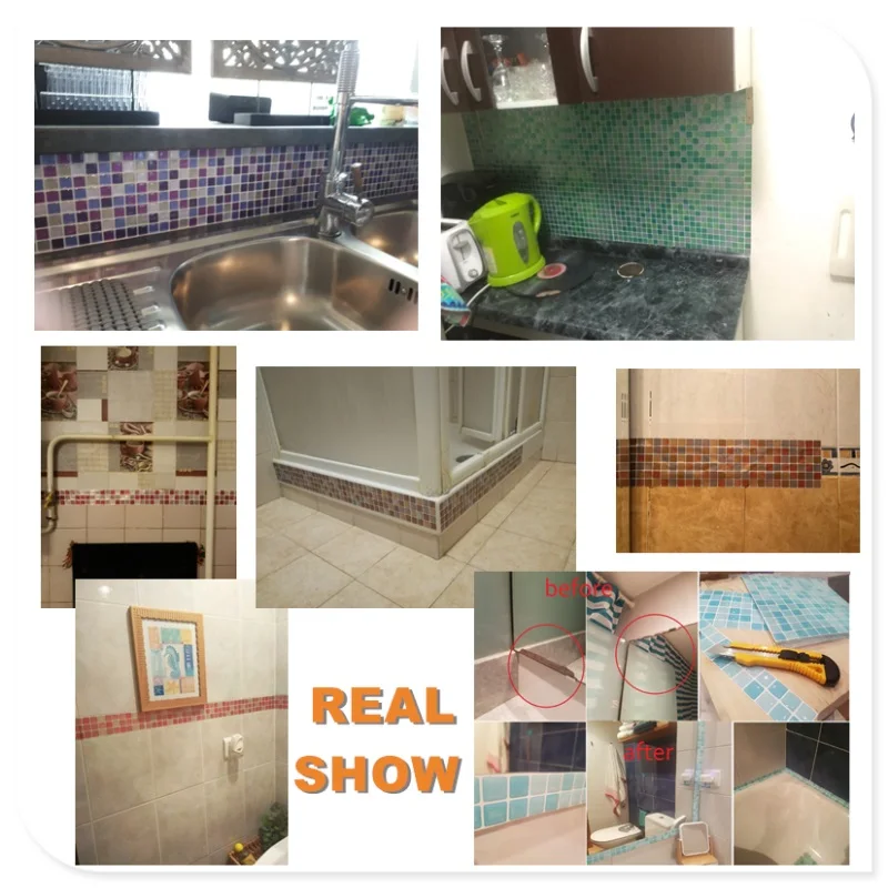 DIY Self Adhesive Mosaic Tile Backsplash Wallpaper Sticker Vinyl Bathroom Kitchen Home Decor 3D