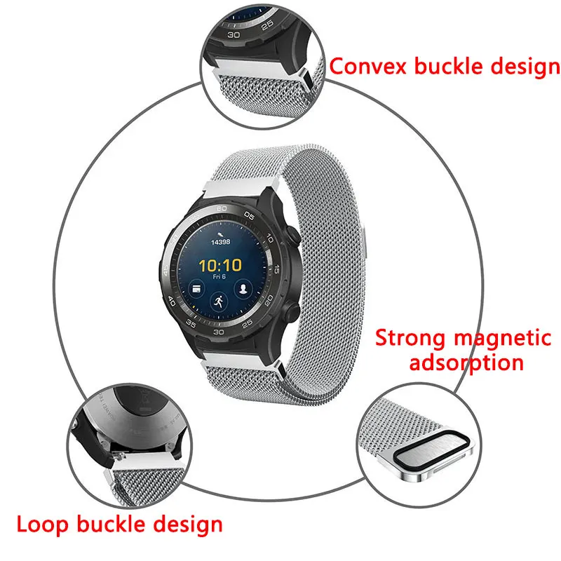 UTHAI S08 Универсальный Миланский петля ремешок 18 20 22 24 мм для samsung gear S2 S3 Active 2 Galaxy watch 42 46 выпуклая Пряжка ремешок для часов